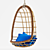 Bohemian Rattan Hanging Chair 3D model small image 3