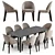 Luxury Bugatti Sandalye Dining Set 3D model small image 1