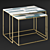 Golden Mosaic Marble Table Set 3D model small image 1