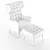 Luxurious Wingback Armchair & Ottoman 3D model small image 3