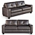 Elegant Jasmine Leather Loveseat 3D model small image 1