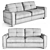 Elegant Jasmine Leather Loveseat 3D model small image 3