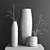 Elegant Glass Vases Set with Decorative Branches 3D model small image 3