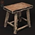 Vintage Wooden Stool 3D model small image 1