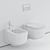 Modern Wall-Hung Cubika Toilet & Bidet 3D model small image 3