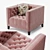 Elegant Pink Slipper Armchair 3D model small image 1