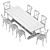 Restoration Hardware Salvaged Table with Madeleine Chairs 3D model small image 3