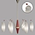 Scandinavian Teak Glass Chandelier 3D model small image 1