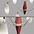 Scandinavian Teak Glass Chandelier 3D model small image 2