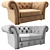 Cranbrook Chesterfield Loveseat: Classic Elegance for Your Home 3D model small image 3