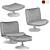 Elegant Contemporary Armchair Set 3D model small image 3