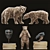 Adorable Bear Trio Decor Set 3D model small image 1