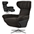 Natuzzi Ilia Armchair: Black Leather, Brown Velvet, Grey Velvet 3D model small image 2