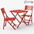 Modern Red Aluminum Table Set 3D model small image 1