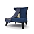 Elegant Ebony Neo Armchair 3D model small image 3