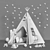 Teepee Tent, Bunny Toys & Decor Set 3D model small image 3
