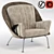 Cozy Brown Fabric Lounge Chair 3D model small image 1