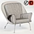 Cozy Brown Fabric Lounge Chair 3D model small image 3