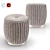 Luxurious Beige Velvet Ottoman 3D model small image 1