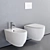 Sleek Fox Wall-Hung Toilet & Bidet Set 3D model small image 1