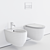 Sleek Fox Wall-Hung Toilet & Bidet Set 3D model small image 3