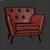 Elegant Victor Wingback Chair 3D model small image 3