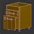 Elegant Golden-Brown Drawer with Castors 3D model small image 3