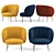 Modern Velvet Armchair Tux 3D model small image 1