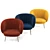 Modern Velvet Armchair Tux 3D model small image 2