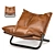 Sleek Leather Cross Armchair 3D model small image 1