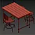 Rustic Pine Desk and Chairs 3D model small image 3
