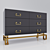 Sleek Black Metal-Leg Chest of Drawers 3D model small image 2