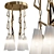 Link Chandelier: Brushed Brass & White Shades 3D model small image 1