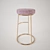 Plush Pink Velvet Stool 3D model small image 1