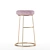 Plush Pink Velvet Stool 3D model small image 2