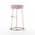 Plush Pink Velvet Stool 3D model small image 3