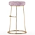 Plush Pink Velvet Stool 3D model small image 4