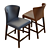 Modern Leather Counter Stool 3D model small image 3