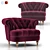 Burgundy Velvet Tufted Accent Chair 3D model small image 1