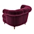 Burgundy Velvet Tufted Accent Chair 3D model small image 3