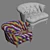 Burgundy Velvet Tufted Accent Chair 3D model small image 5