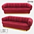 Sleek Metal & Fabric Sofa 3D model small image 1