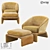 Contemporary LoftDesign Armchair & Pouffe 3D model small image 1