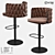 Stylish Metal and Eco Leather Bar Stool 3D model small image 1