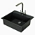 Elegant Black Kitchen Sink Set 3D model small image 2