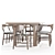 Rustic Montana Live Edge Dining Set 3D model small image 2