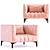 Mauve Velvet Armchair: Urban Elegance 3D model small image 1