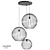 Modern Black Wire Pendant with 3 Globes 3D model small image 1