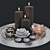 Luxury Candle Set with Tray and Glasses 3D model small image 2