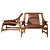 Dynamic Teak & Leather Lounge Chair 3D model small image 2